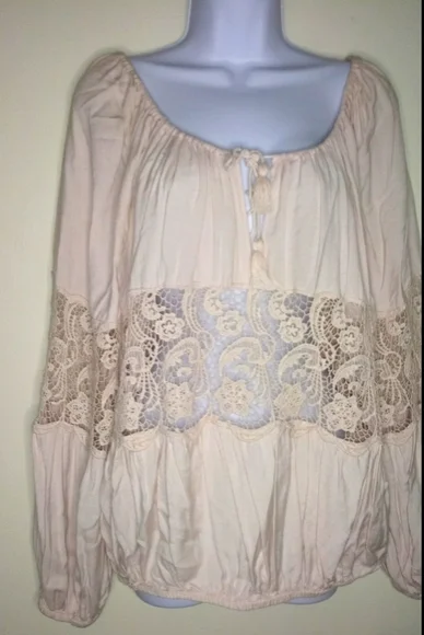 Free People Boho full center Lace long sleeve top - Picture 4 of 13